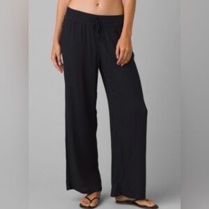 prAna Fernie Beach Pants Small Black Flowy Lightweight Summer Drawstring
